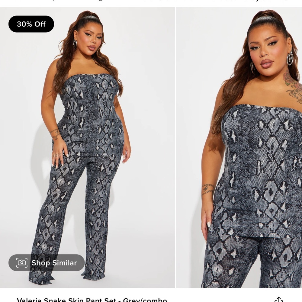 Fashion nova Valeria snake skin pant set